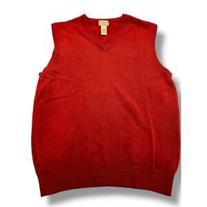 L.L.‎ Bean 100% Lambs Wool Sweater Vest Red Made in Scotland Mens Size Medium